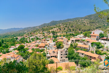 Fototapeta na wymiar View on mountain village Foini, Cyprus on sunny day