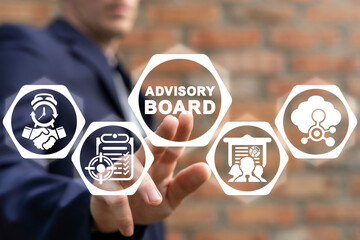 Concept of advisory board. Financial advisory services. Group of business advisor making plan of...