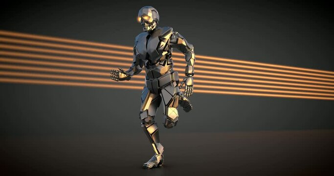 schwarzer humanoider Roboter rennt
