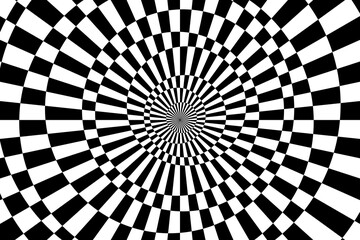 Vector illustration of abstract pattern with optical illusion. Op art checkered background. - 443506935