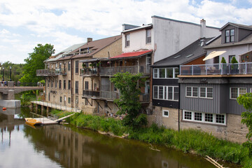 Heritage buildings on river waterfront