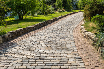 Moscow, Russia - 07.05.2021: Famous Novospassky monastery - paved road