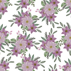seamless pattern of purple flower bouquet for fabric and background design