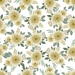 seamless pattern of pale yellow flower for fabric and background design