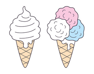Ice cream cones isolated cartoon vector icons