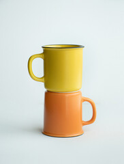 Ceramic mug Yellow and orange on a white background,Placement