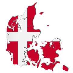 Denmark map on white background 3d illustration with clipping path