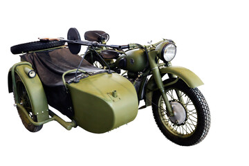old soviet military motorcycle with a machine gun