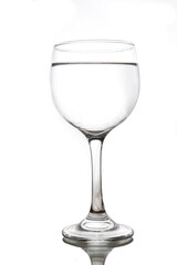 TRANSPARENT CRYSTAL BOWL ISOLATED ON WHITE BACKGROUND