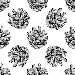 Pine cones seamless pattern design