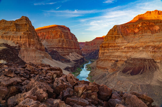 Last Light of the Day on the Cliffs of the Grand Canyon