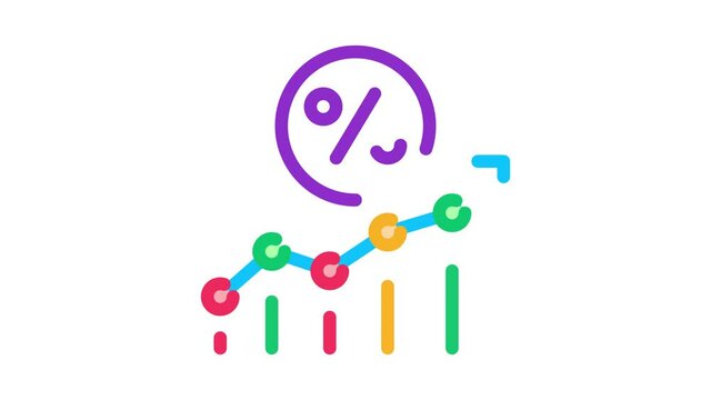 Grow Percent Icon Animation. color Grow Percent animated icon on white background