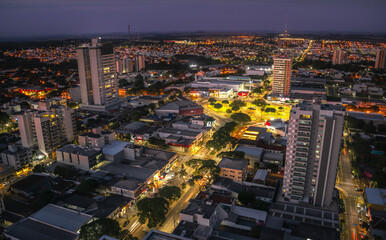 Downtown city at night, Umuarama city, Brazilian city