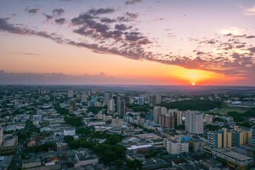 Naklejka na ściany i meble Sunset over city, amazing Sunset in the city, Brazilian city