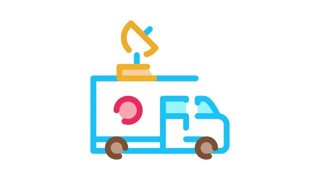 Reporter Truck Icon Animation. color Reporter Truck animated icon on white background