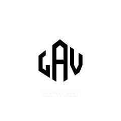 LAV letter logo design with polygon shape. LAV polygon logo monogram. LAV cube logo design. LAV hexagon vector logo template white and black colors. LAV monogram, LAV business and real estate logo. 