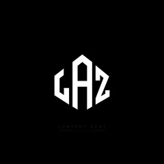 LAZ letter logo design with polygon shape. LAZ polygon logo monogram. LAZ cube logo design. LAZ hexagon vector logo template white and black colors. LAZ monogram, LAZ business and real estate logo. 