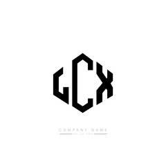 LCX letter logo design with polygon shape. LCX polygon logo monogram. LCX cube logo design. LCX hexagon vector logo template white and black colors. LCX monogram, LCX business and real estate logo. 