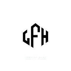 LFH letter logo design with polygon shape. LFH polygon logo monogram. LFH cube logo design. LFH hexagon vector logo template white and black colors. LFH monogram, LFH business and real estate logo. 