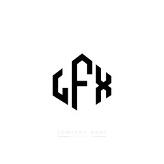 LFX letter logo design with polygon shape. LFX polygon logo monogram. LFX cube logo design. LFX hexagon vector logo template white and black colors. LFX monogram, LFX business and real estate logo. 