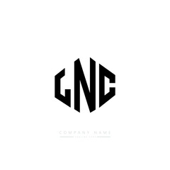 LNC letter logo design with polygon shape. LNC polygon logo monogram. LNC cube logo design. LNC hexagon vector logo template white and black colors. LNC monogram, LNC business and real estate logo. 