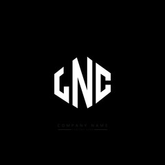 Obraz premium LNC letter logo design with polygon shape. LNC polygon logo monogram. LNC cube logo design. LNC hexagon vector logo template white and black colors. LNC monogram, LNC business and real estate logo. 