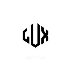 LUX letter logo design with polygon shape. LUX polygon logo monogram. LUX cube logo design. LUX hexagon vector logo template white and black colors. LUX monogram, LUX business and real estate logo. 