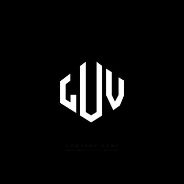 LUV letter logo design with polygon shape. LUV polygon logo monogram. LUV cube logo design. LUV hexagon vector logo template white and black colors. LUV monogram, LUV business and real estate logo. 