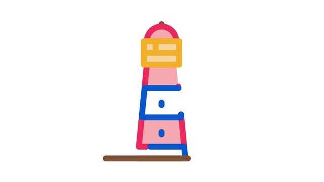 Lighthouse Icon Animation. color Lighthouse animated icon on white background