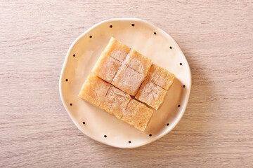  Frozen bean curdon a plate