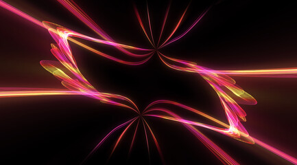 organic smooth and colorful and silky glowing light lines in abstract form and black background