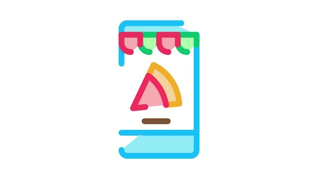Slice Pizza Phone Icon Animation. color Slice Pizza Phone animated icon on white background - Powered by Adobe
