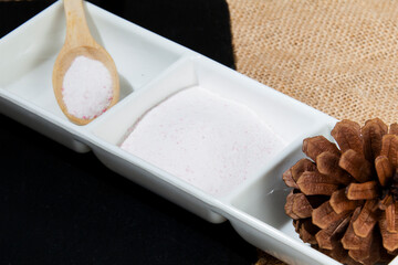 Hydrolyzed collagen protein on wooden table
