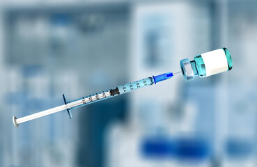 Syringe and vial in Lab