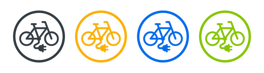 Electric bike icon. Bicycle charging sign vector illustration.