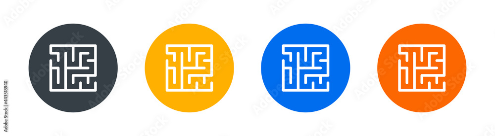 Poster labyrinth vector icon in round design. vector illustration