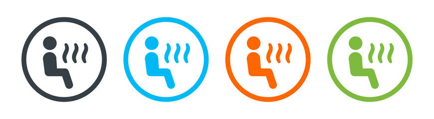 Sauna icon, outline vector sign. Steam room symbol on circle button design.