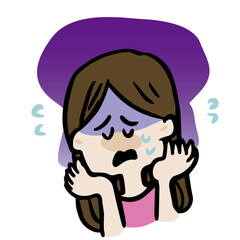 困惑する女性のデフォルメタッチイラスト