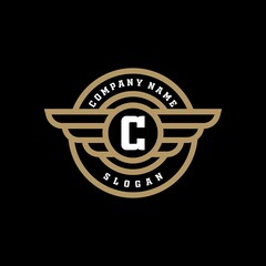 Initials C emblem with Wings logo design inspiration