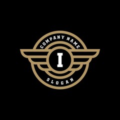 Initials I emblem with Wings logo design inspiration