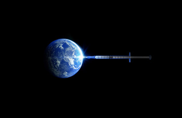 Syringe earth in the space