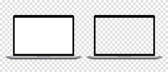 Device screen mockup. Realistic Open Laptop in Blank Screen for you design. Vector EPS10