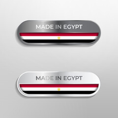 Made in Egypt Label, Symbol or Logo Luxury Glossy Grey and White 3D Illustration