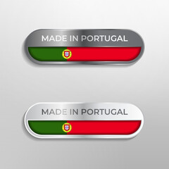 Made in Portugal Label, Symbol or Logo Luxury Glossy Grey and White 3D Illustration