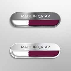 Made in Qatar Label, Symbol or Logo Luxury Glossy Grey and White 3D Illustration