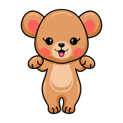 Cute baby brown bear cartoon posing