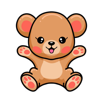 Happy baby brown bear cartoon