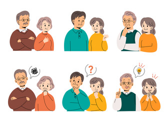 シニア夫婦　いろんなポーズセット