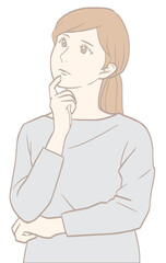 疑問を感じる女性（パステルカラーバージョン）