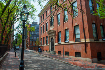 Fototapeta na wymiar Historic Bowdoin School on 45 Myrtle Street at S Russell Street on Beacon Hill, Boston, Massachusetts MA, USA.